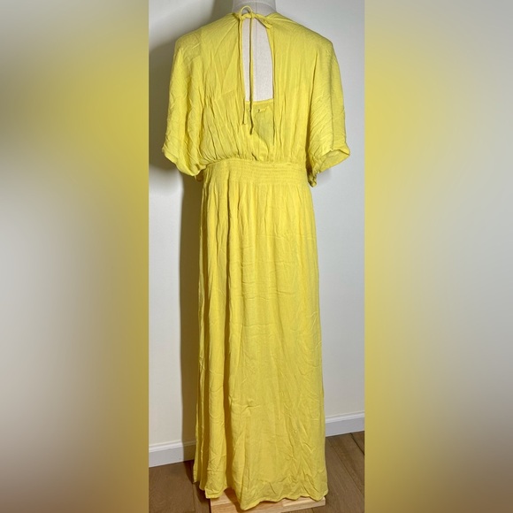 Nina Leonard | Gauze Smocked Summer Maxi Dress / Coverup | Canary Yellow | XL - Picture 4 of 7